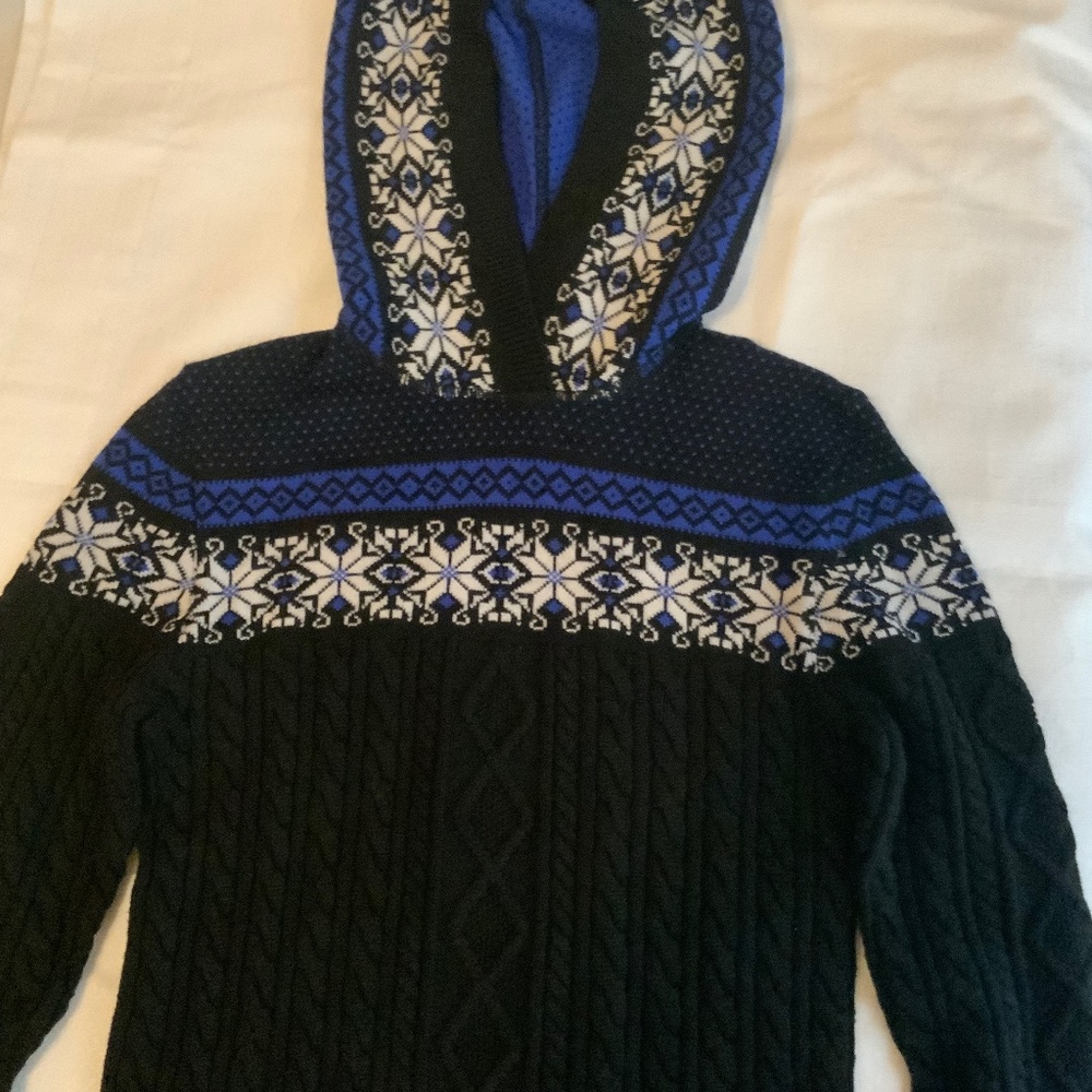Escada all wool fair isle sweater with hood, Sz S